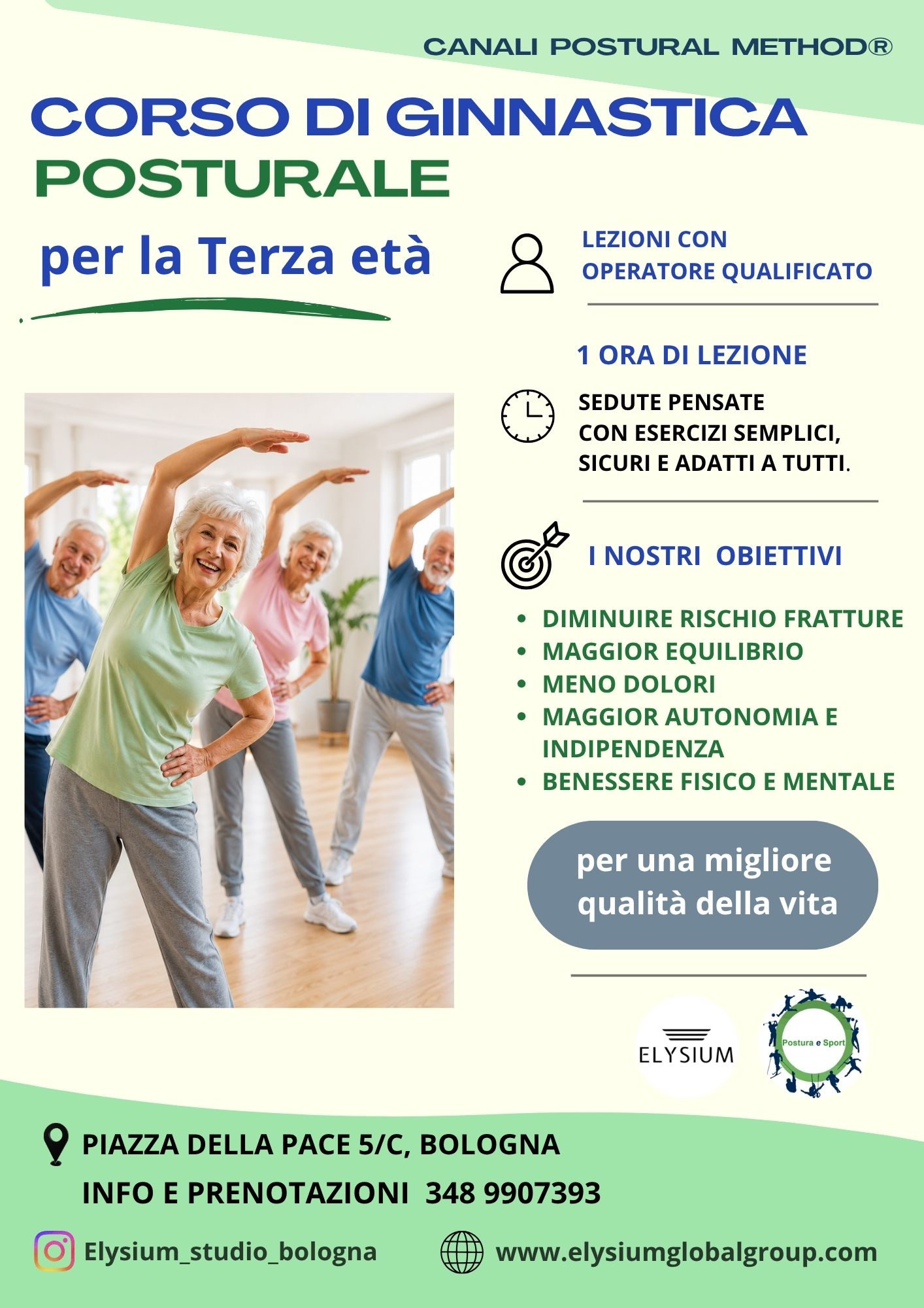 Corso di Ginnastica Posturale per la Terza Et&agrave; elysium global group bologna, treviso