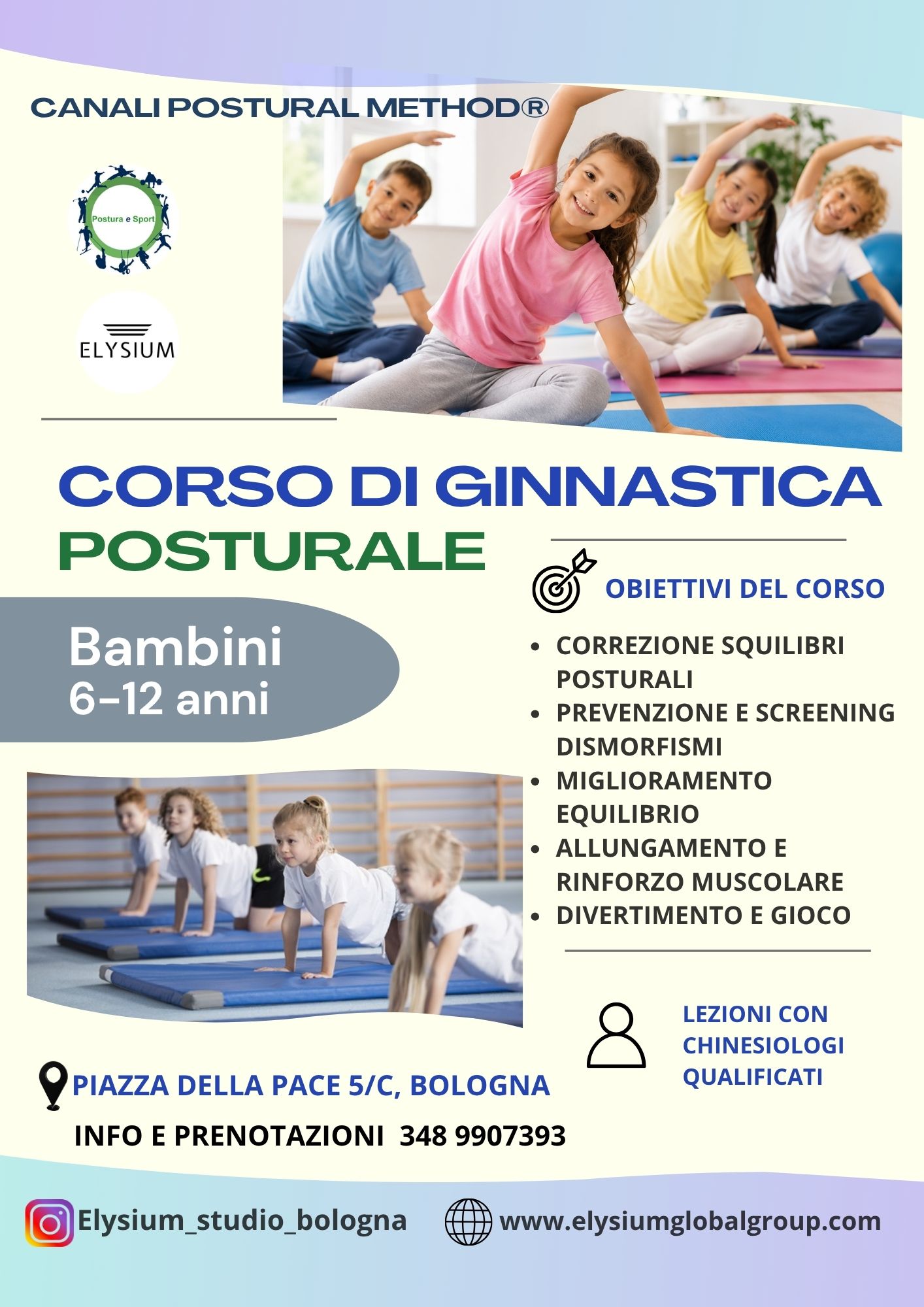 ginnastica posturale per bambini elysium global group bologna, treviso